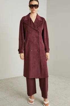 Cappotto in jersey dal finish vellutato - Bordeaux