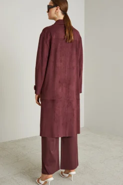 Cappotto in jersey dal finish vellutato - Bordeaux