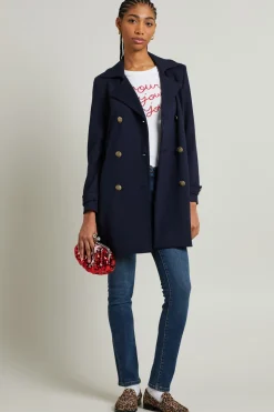 Cappotto in misto jersey - Blu