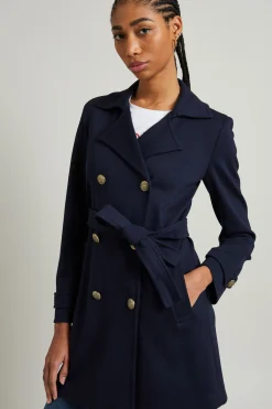 Cappotto in misto jersey - Blu