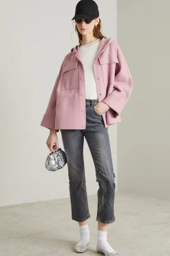 Cappotto in panno con coulisse - Rosa
