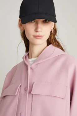 Cappotto in panno con coulisse - Rosa