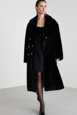 Cappotto in tessuto morbido e caldo - Nero