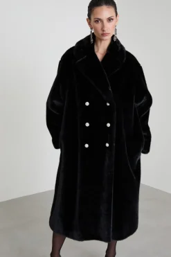 Cappotto in tessuto morbido e caldo - Nero