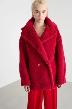 Cappotto in tessuto morbido e caldo - Rosso