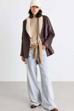 Cappotto in tessuto spalmato - Marrone
