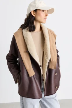 Cappotto in tessuto spalmato - Marrone