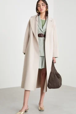 Cappotto lungo a vestaglia - Beige