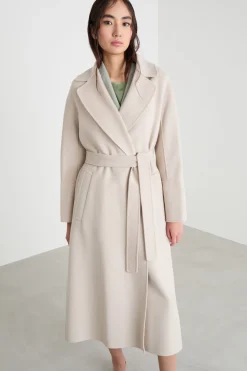 Cappotto lungo a vestaglia - Beige