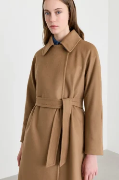 Cappotto lungo in drap - Cammello