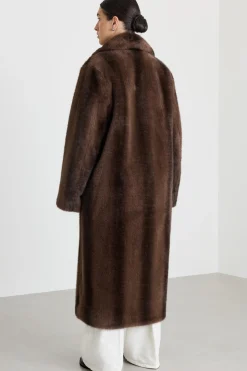 Cappotto lungo in tessuto morbido e caldo - Marrone