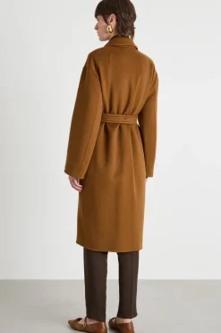 Cappotto midi con cintura - Cammello