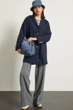 Cappotto morbido in jersey - Blu Notte Oro