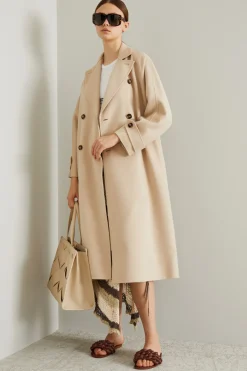 Cappotto stile trench in panno - Beige Chiaro