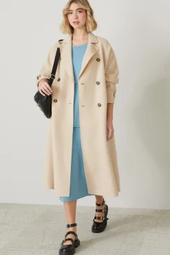 Cappotto stile trench in panno - Beige Chiaro
