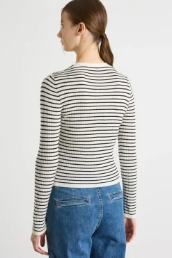 Cardigan aderente con scollo a V - Bianco Nero