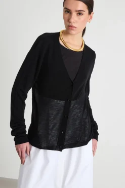 Cardigan aderente con scollo a V - Nero