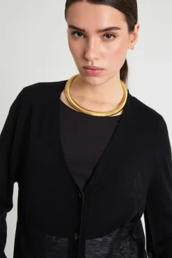 Cardigan aderente con scollo a V - Nero