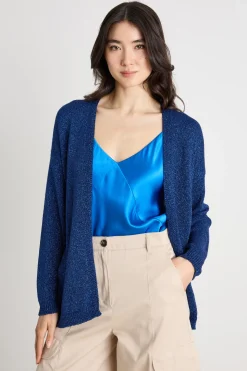 Cardigan aperto a spalla scesa - Blu