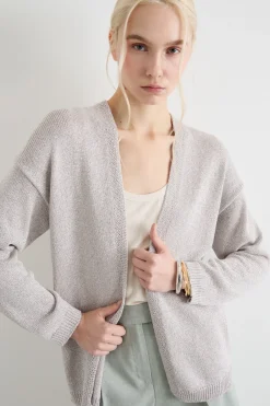 Cardigan aperto a spalla scesa - Grigio