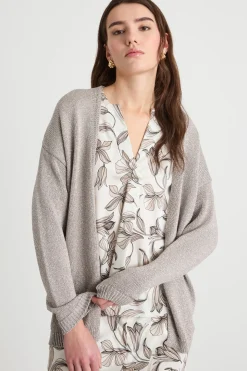 Cardigan aperto a spalla scesa - Grigio