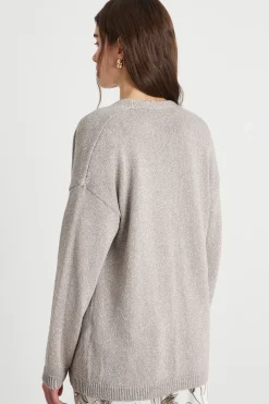 Cardigan aperto a spalla scesa - Grigio