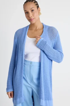Cardigan a punto traforato - Azzurro