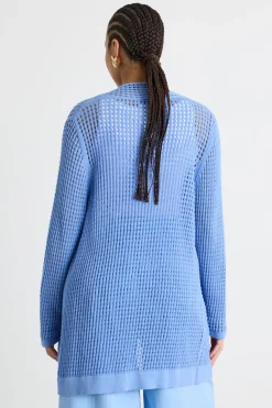 Cardigan a punto traforato - Azzurro