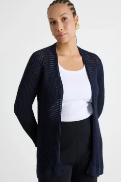 Cardigan a punto traforato - Blu
