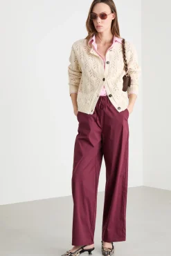 Cardigan a punto treccia - Avorio