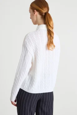 Cardigan a punto treccia e coste - Bianco