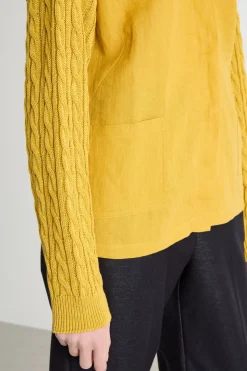 Cardigan a punto treccia e coste - Giallo