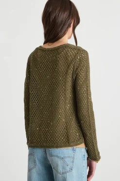 Cardigan a rete con paillettes - Verde