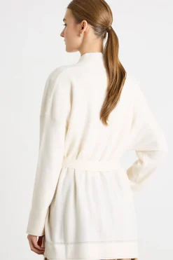 Cardigan a vestaglia con cintura - Bianco