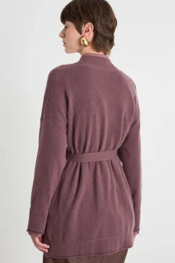 Cardigan a vestaglia con cintura - Bordeaux