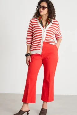 Cardigan boxy traforato - Bianco Rosso
