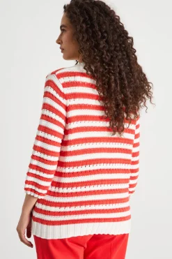 Cardigan boxy traforato - Bianco Rosso