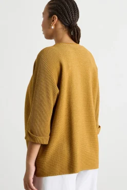 Cardigan cocoon in filato crepe - Giallo