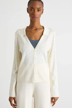 Cardigan con ampio scollo a V - Bianco