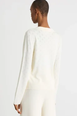 Cardigan con ampio scollo a V - Bianco