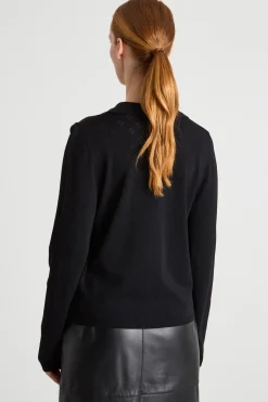 Cardigan con ampio scollo a V - Nero