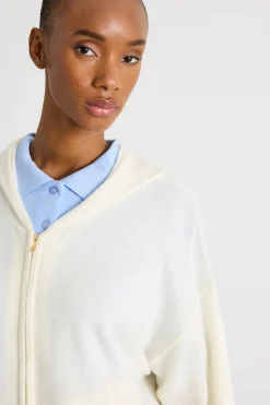 Cardigan con cappuccio - Bianco