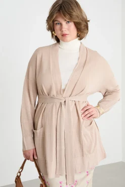 Cardigan con cintura - Beige