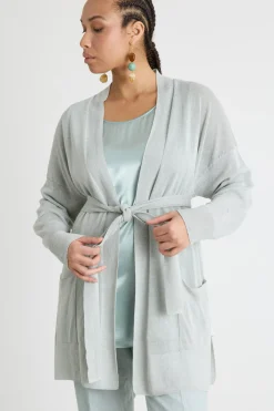 Cardigan con cintura - Verde