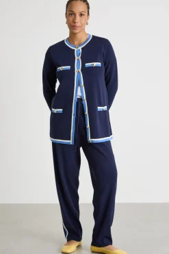 Cardigan con dettagli a contrasto - Blu Bianco Azzurro