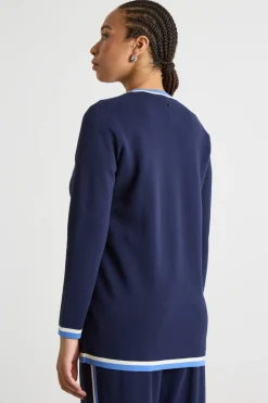 Cardigan con dettagli a contrasto - Blu Bianco Azzurro