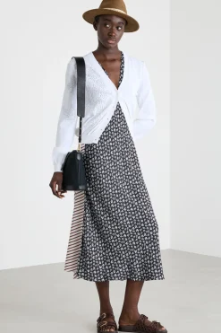 Cardigan con dettaglio a punto traforato - Bianco
