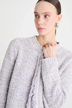 Cardigan con frange - Lilla