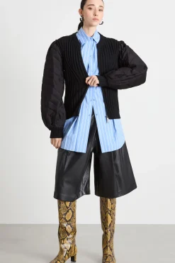Cardigan con maniche a sbuffo - Nero