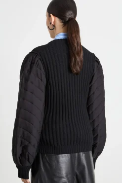 Cardigan con maniche a sbuffo - Nero